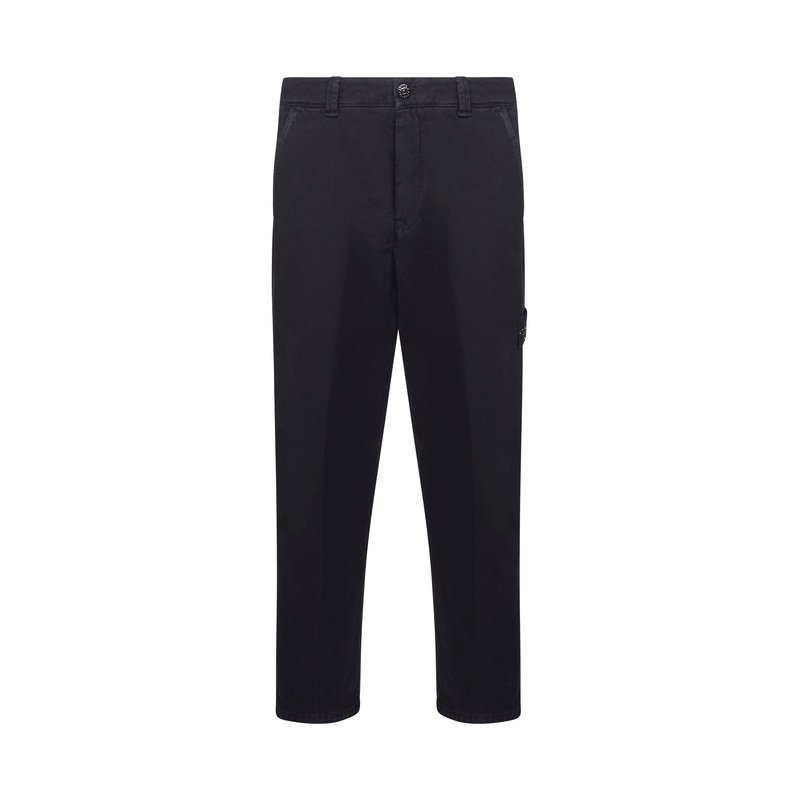 Black cotton twill cargo trousers