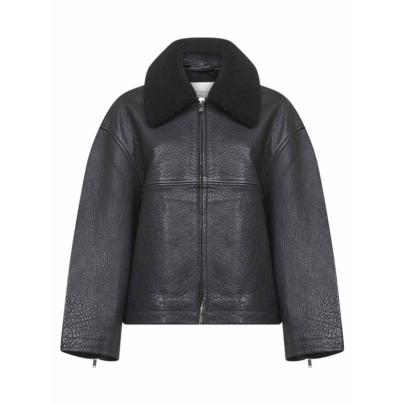 Black sheepskin leather Erie jacket