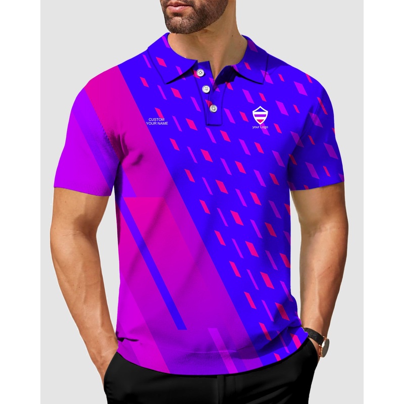 Men’s blue purple pink sport Team golf polo