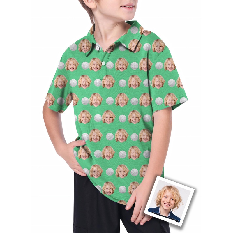 Youth Custom Photo Funny Face Golf Polo Gift