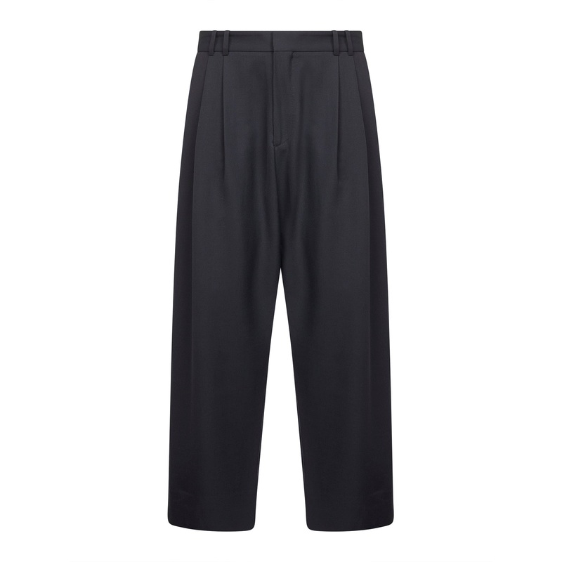 Grey technical wool Line double-pleat trousers