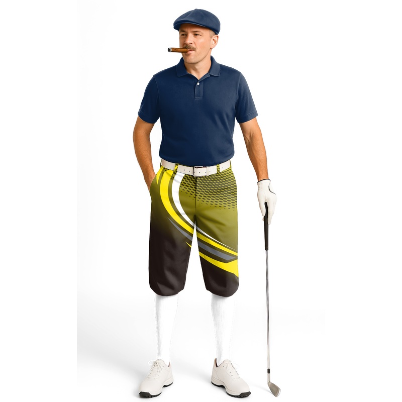 Yellow Black Custom Sport Team Competition Uniforms Men’s Golf Knickers Pants