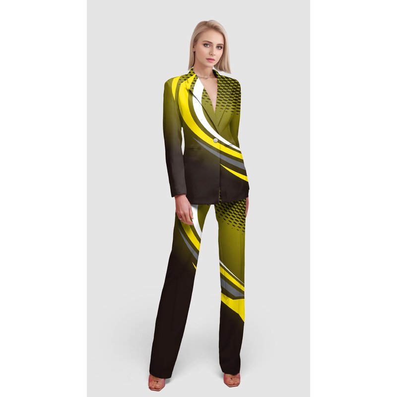 Yellow Black Custom Sport Team Competition Uniforms Women’s Blazer Casual Work Office Blazer Suit set