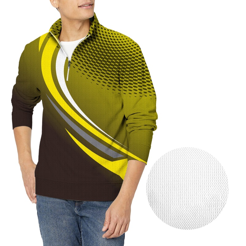 Yellow Black Custom Sport Team Competition Uniforms Men’s Golf Waffle Zipper Pullover
