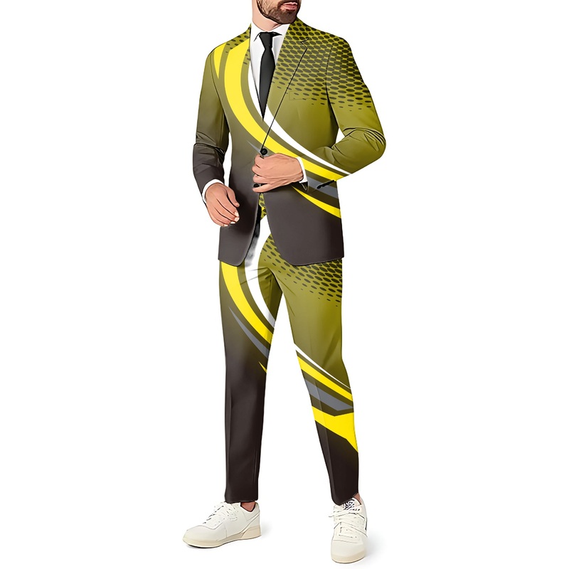 Yellow Black Custom Sport Team Competition Uniforms Men’s Party Costumes-Theme Party 2 or 3pcs Suit set-Blazer Pants & Vest