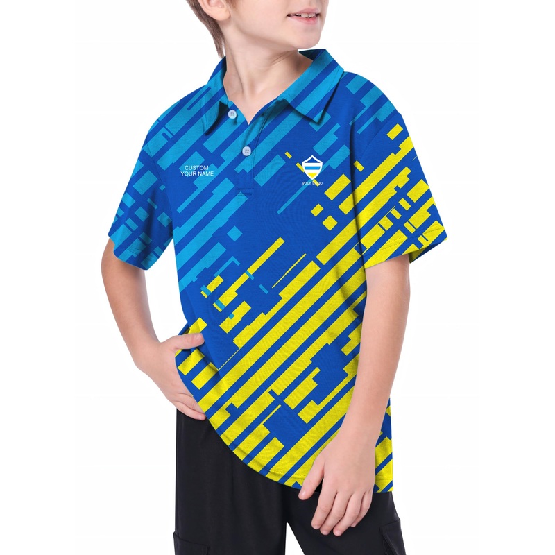Youth blue yellow sport Team Golf Polo
