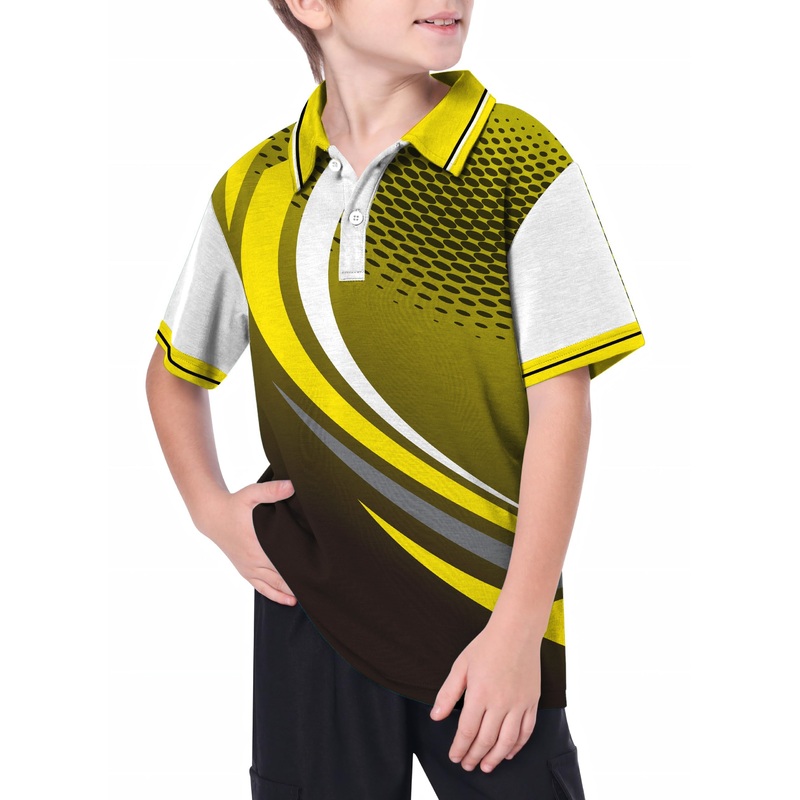Youth Yellow Black Custom Sport Team Competition Uniforms Golf Polo
