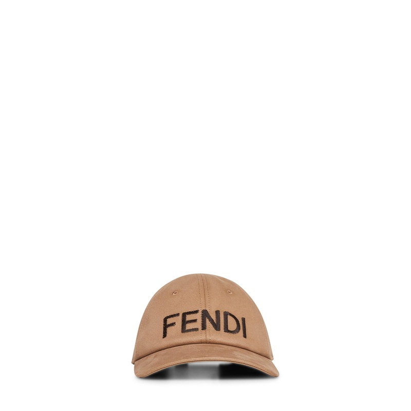 Beige cotton canvas baseball cap