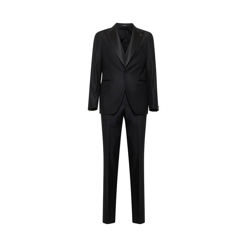 Black virgin wool Vesuvio tuxedo suit
