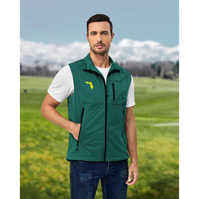 Men’s Masters state National Map Golf Party All Bodies Lightweight Softshell Vest Sleeveless Jacket for Golf pure