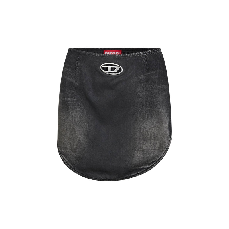 Black denim and jersey De-Vany-S miniskirt