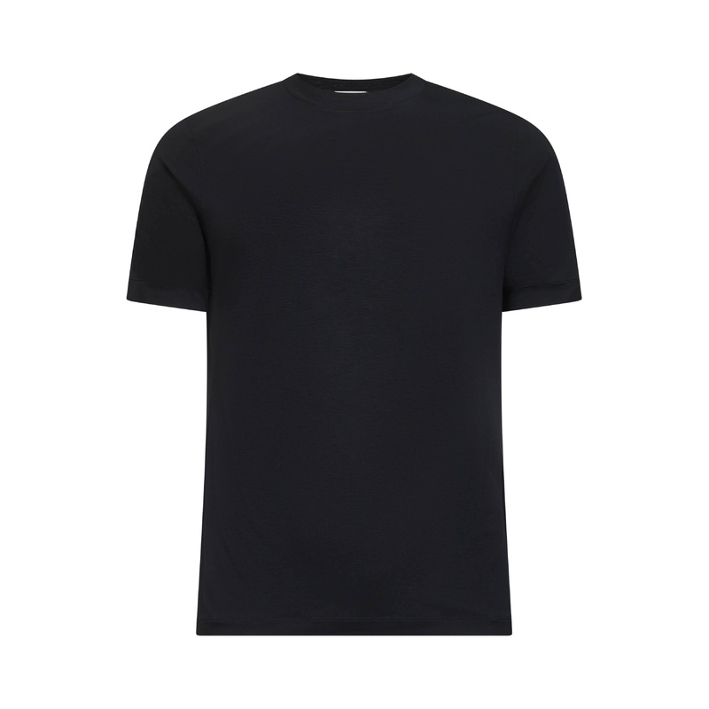 Black stretch viscose jersey Icon T-shirt <BR/>