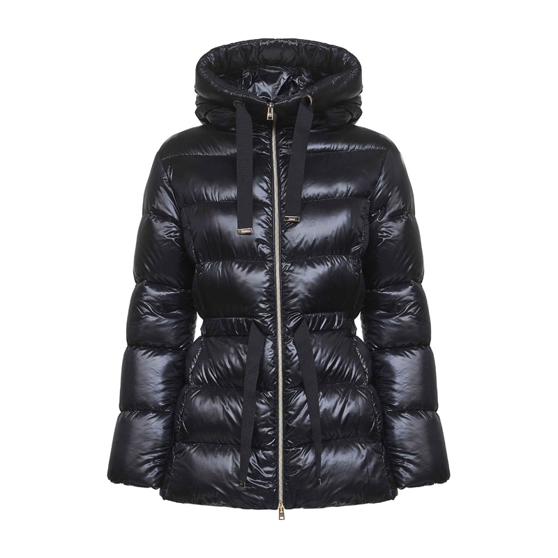 Black Ultralight Nylon hooded down jacket