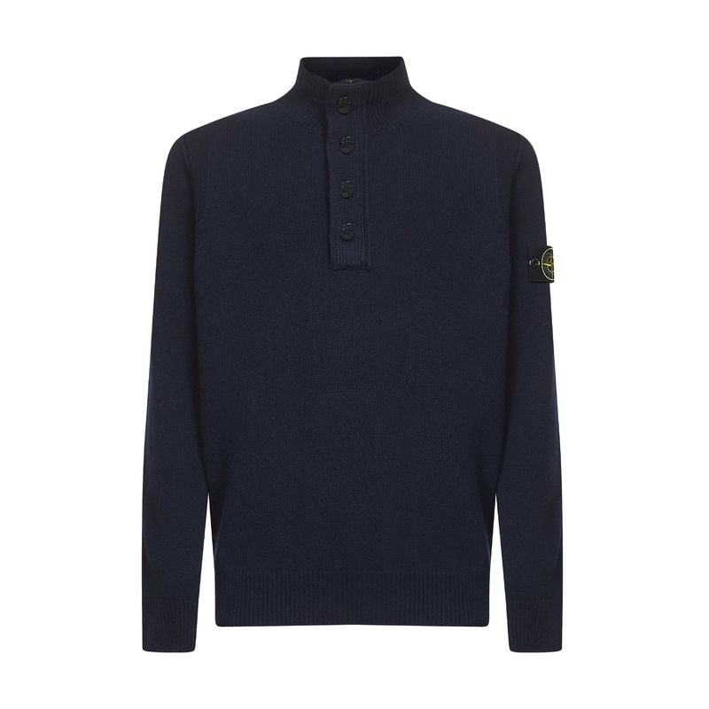 Blue lambswool half-zip jumper