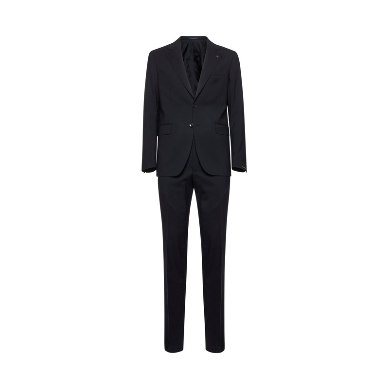 Blue stretch virgin wool single-breasted suit