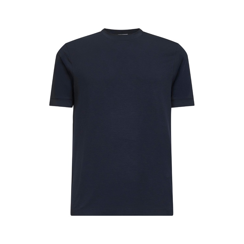 Blue stretch viscose jersey Icon T-shirt <BR/>