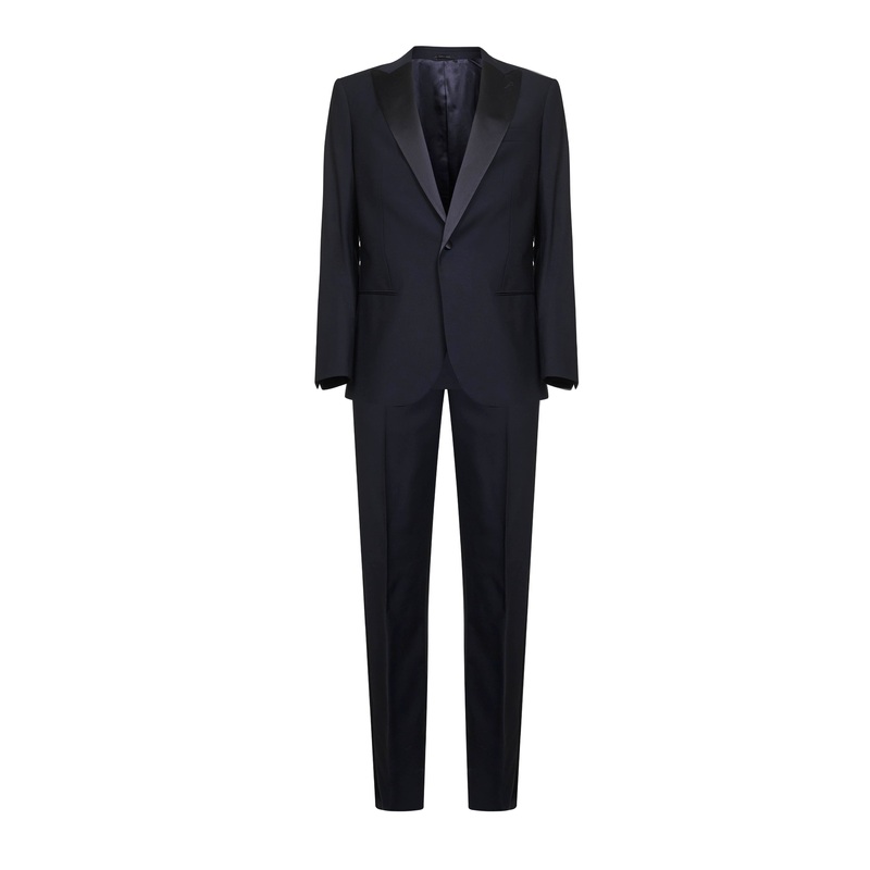 Blue wool twill Icon Soho slim fit tuxedo suit