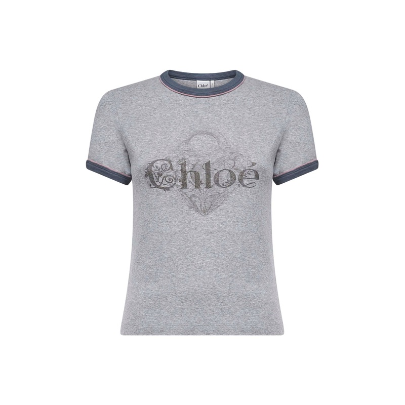 Gray chin jersey baby fit logo T-shirt