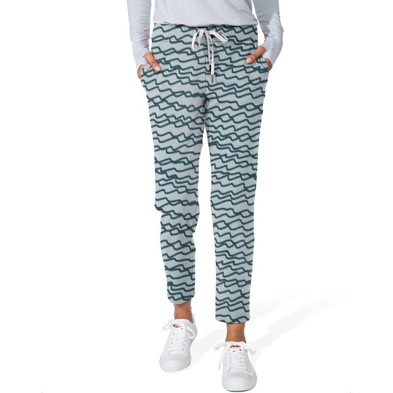 Green Irregular Wavy Lines Women’s 7/8 Stretch Ankle Golf Pants