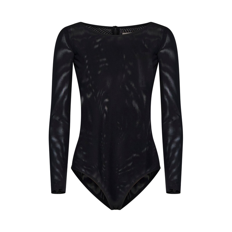 Black stretch tulle Brovallia bodysuit