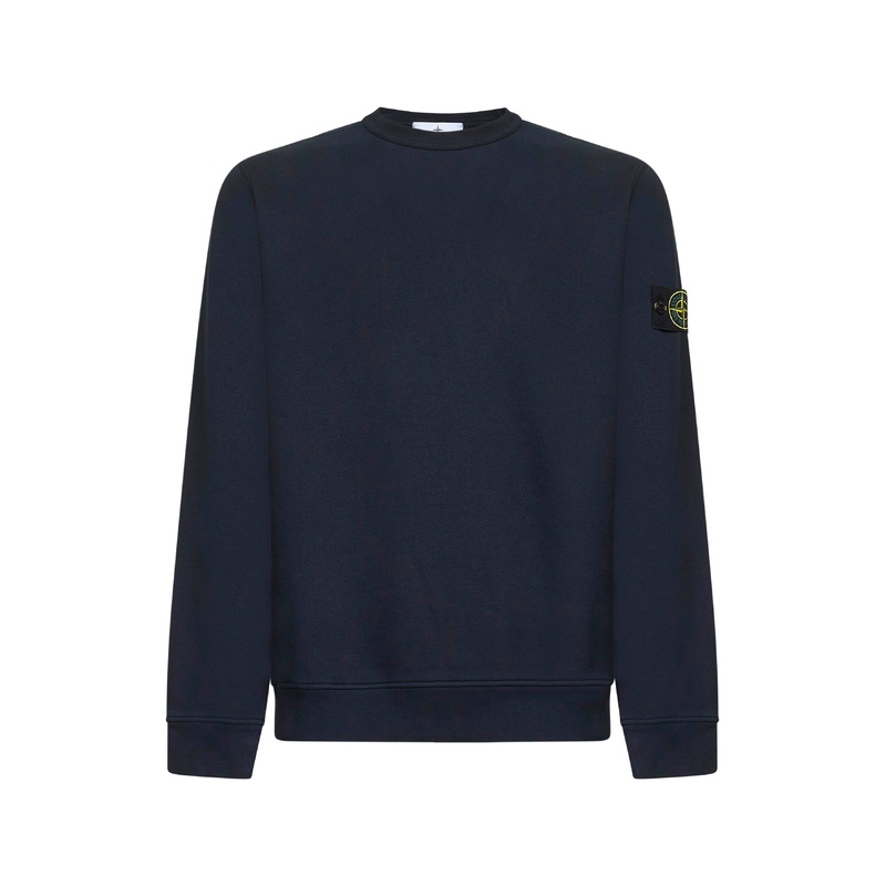 Blue brushed organic cotton crewneck sweatshirt