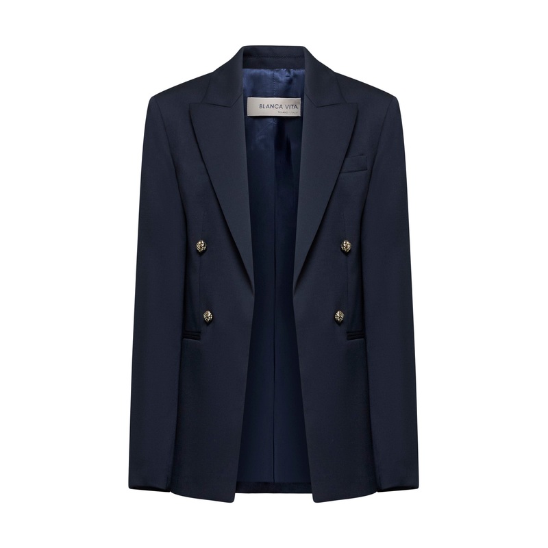 Blue gabardine Gorizia blazer|40|42|44|46