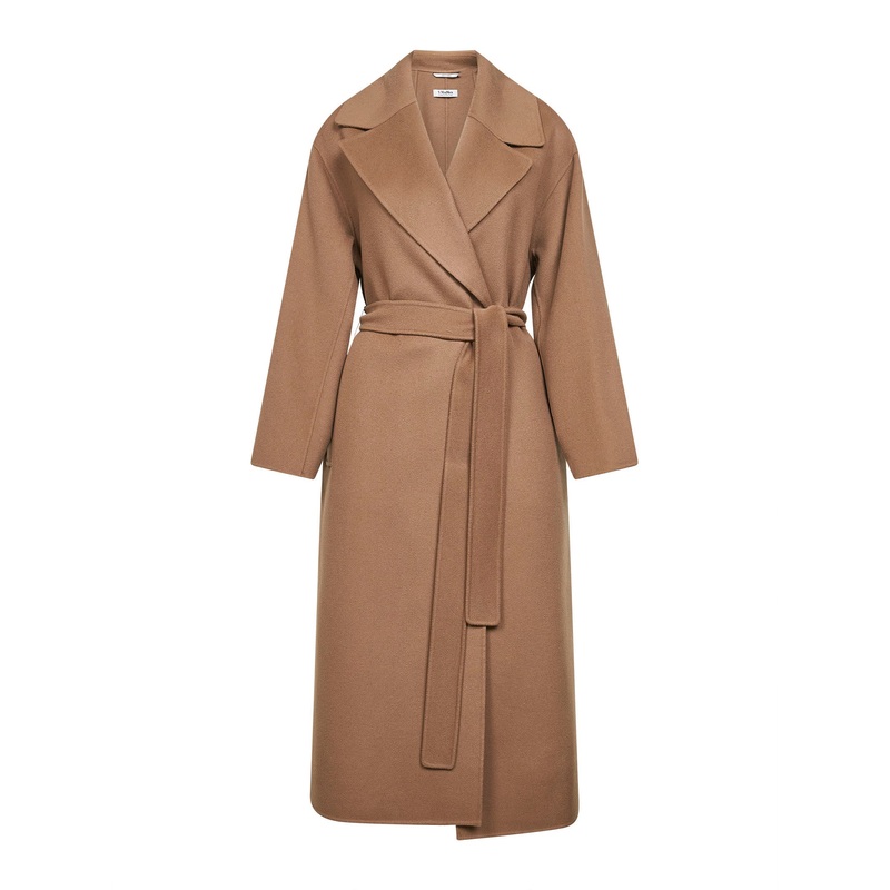 Camel CUORE wrap coat with scarf