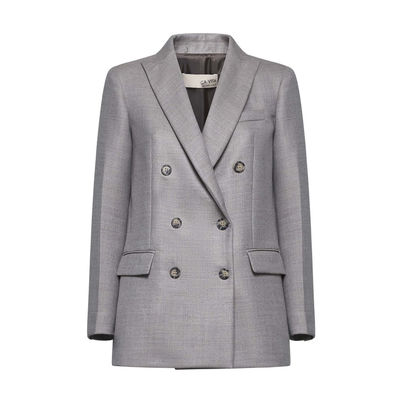 Taupe gabardine Gloxy double-breasted blazer