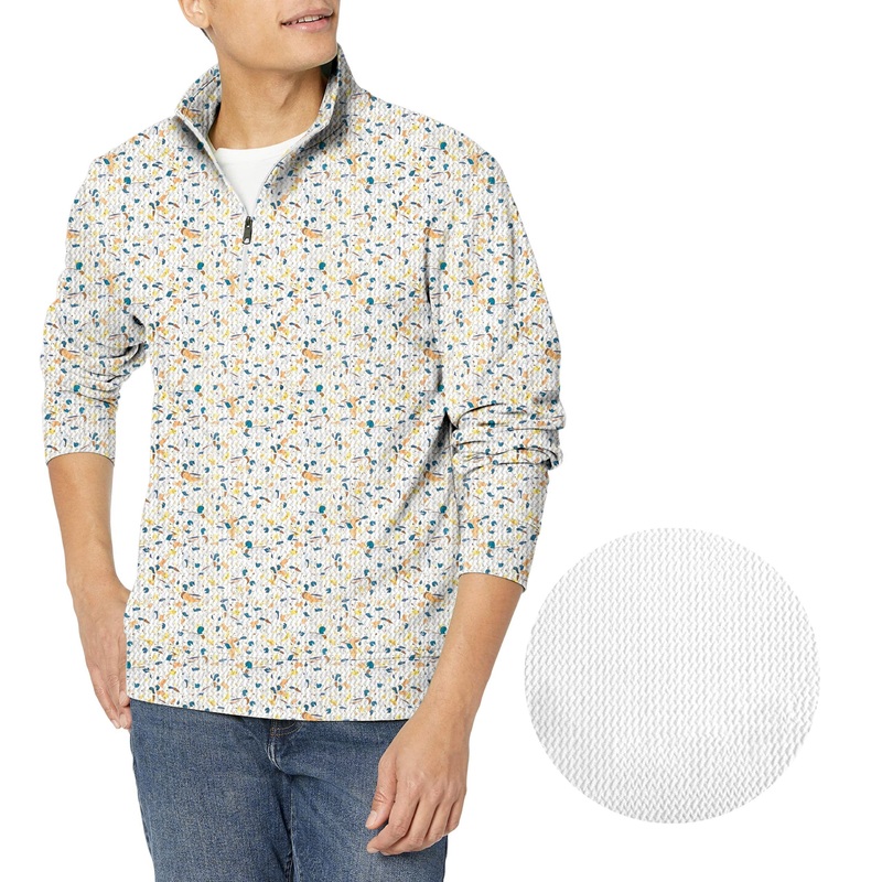 Yellow terrazzo-Men’s Golf Waffle Zipper Pullover