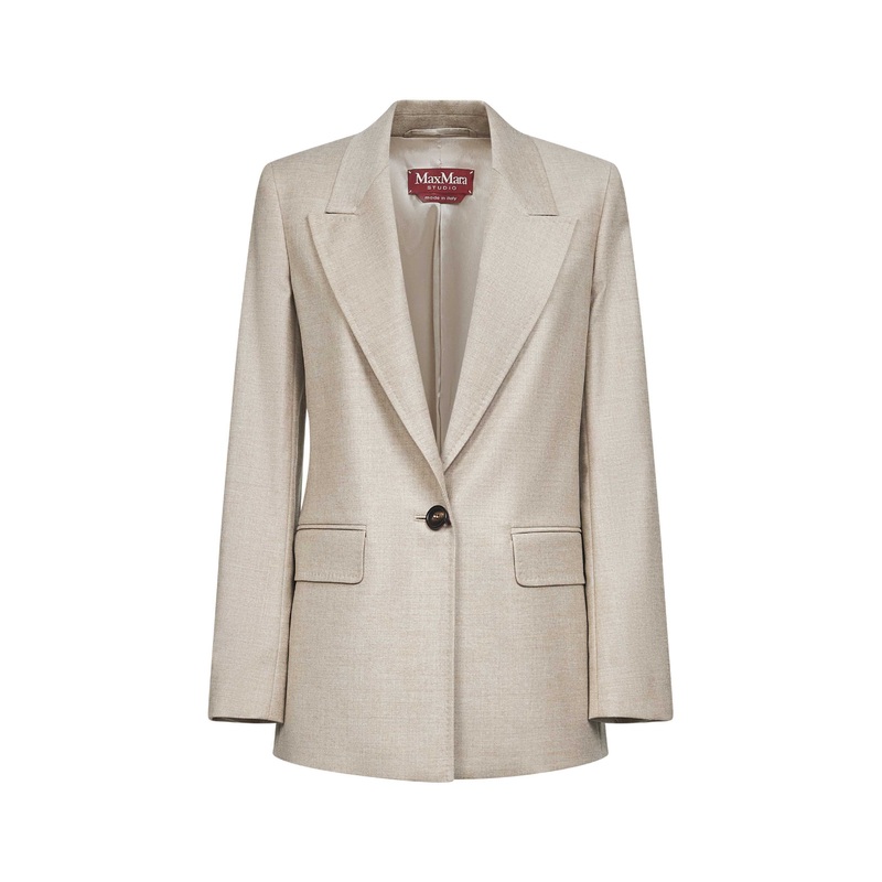 Beige stretch wool flannel BOLSENA blazer