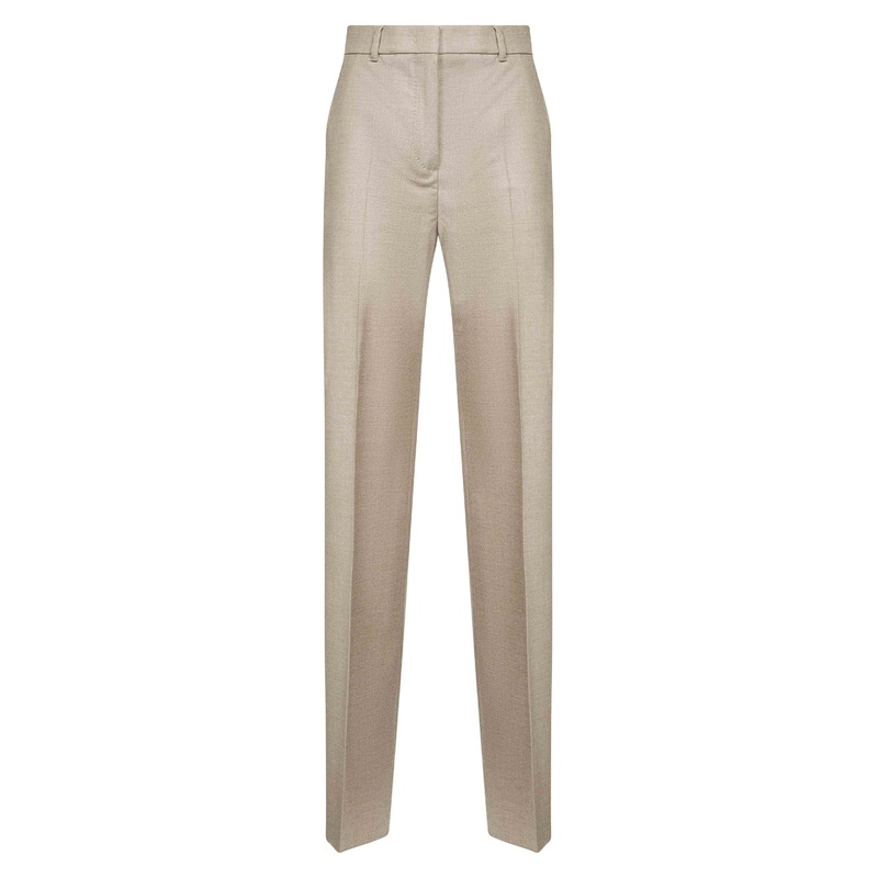 Beige stretch wool flannel LAMBRO trousers