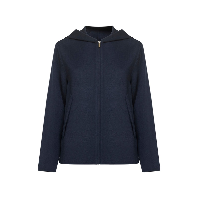 Blue double wool ROLAND hooded jacket