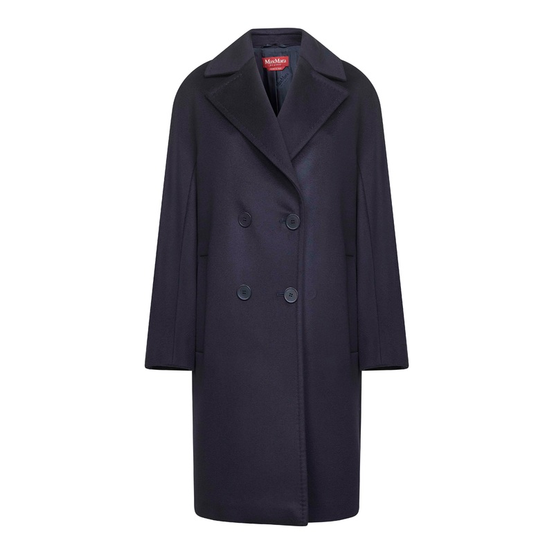 Blue wool broadcloth AGENDA oversized coat
