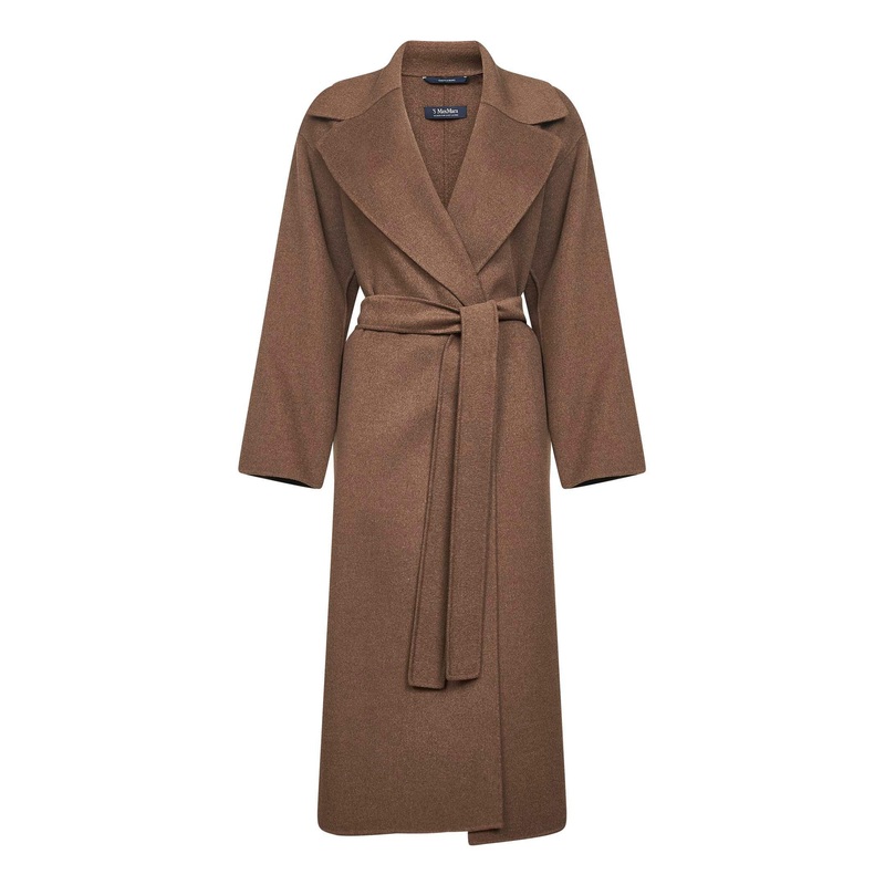 Brown CUORE wrap coat with scarf