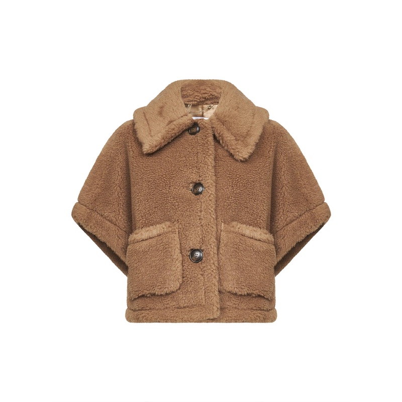 Camel Teddy fabric NEWTERZO short cape