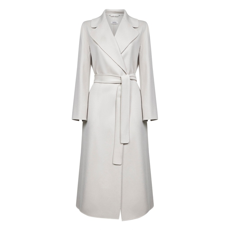 Ecru wool drap POLDO long wrap coat