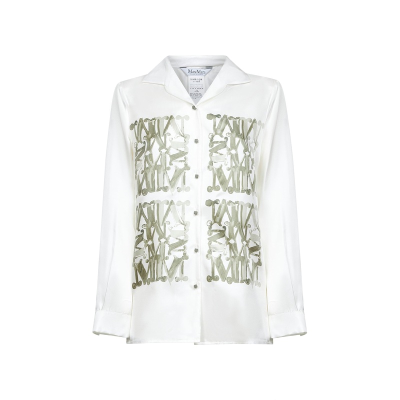 Sage green printed silk twill NABIL shirt