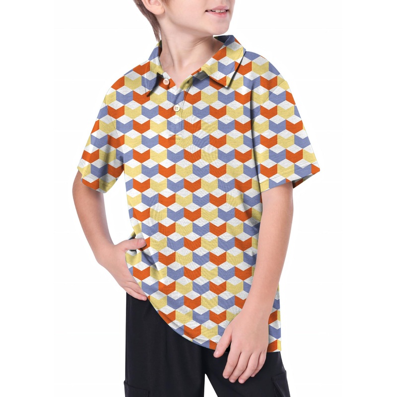 Youth colorful 3d square box Golf Polo