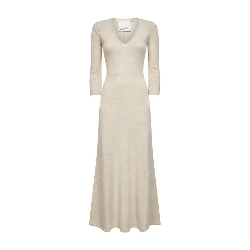 Beige wool blend knit Salina long dress