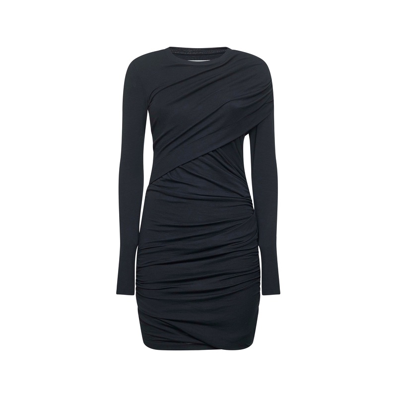 Black draped jersey Denise minidress