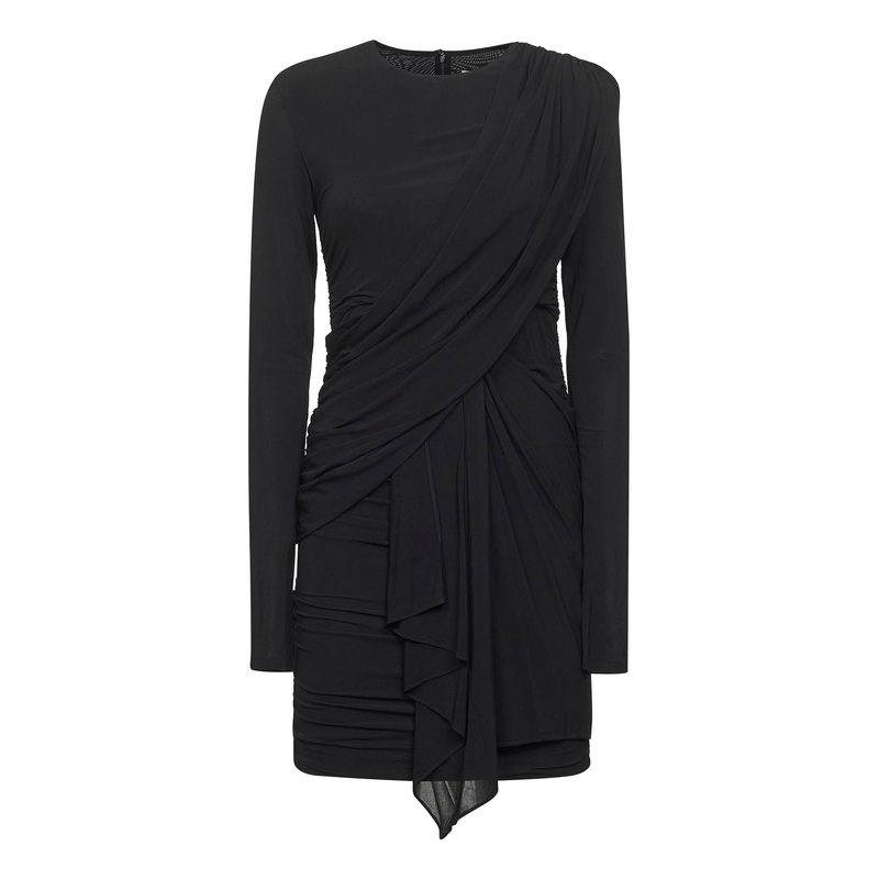 Black draped jersey Georgia mini dress