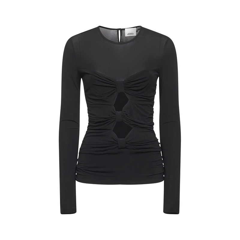 Black gathered jersey Gladice top