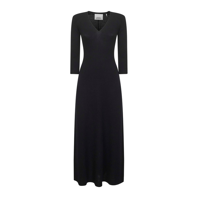 Black wool blend knit Salina long dress