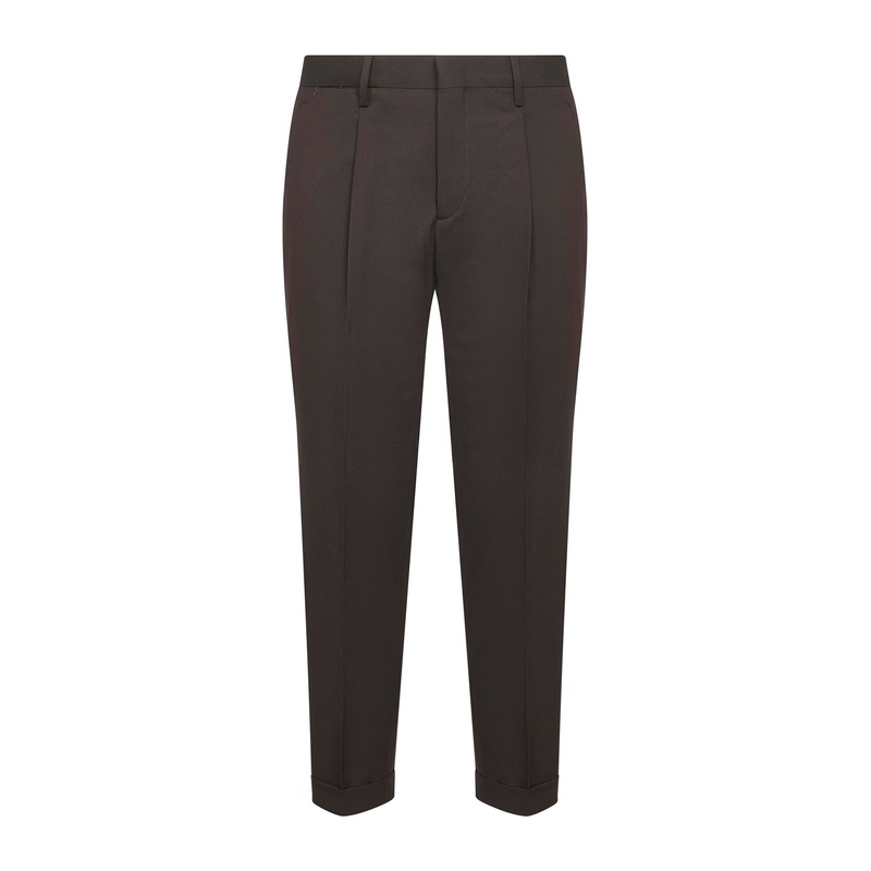 Brown wool blend flannel Tiberio trousers