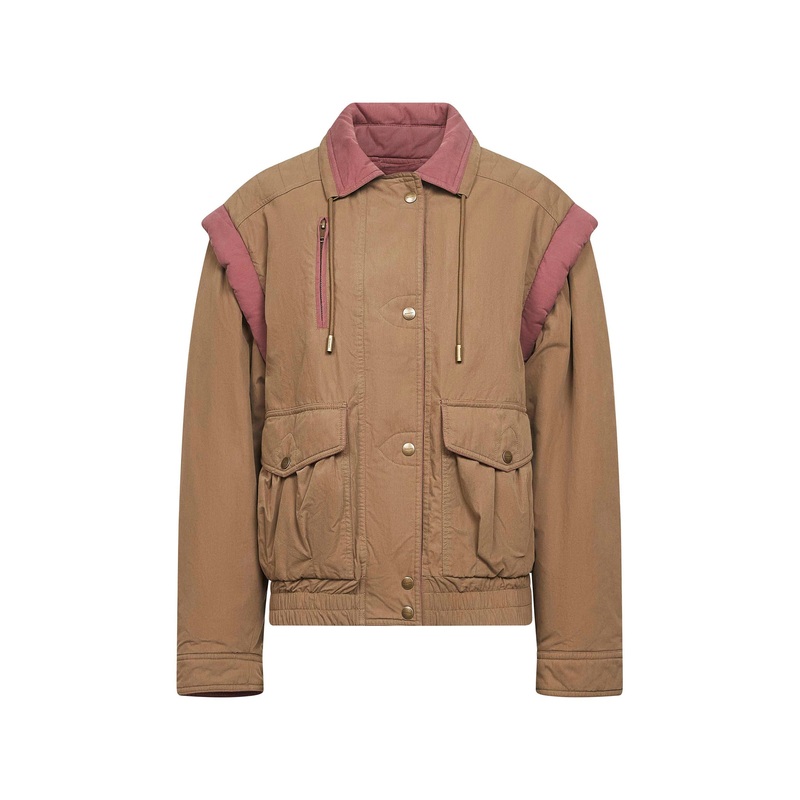 Green cotton detachable sleeves Desha jacket