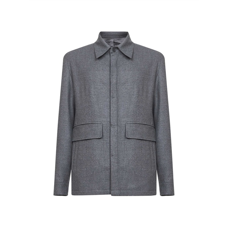 Grey Loro Piana stretch flannel Chet shirt jacket
