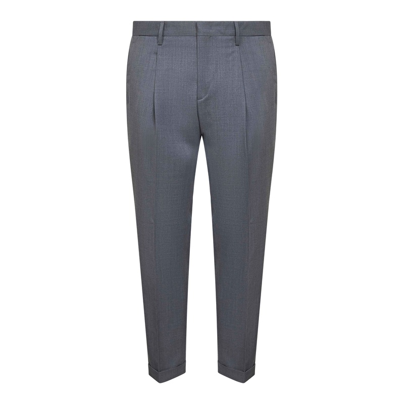 Grey wool blend flannel Tiberio trousers