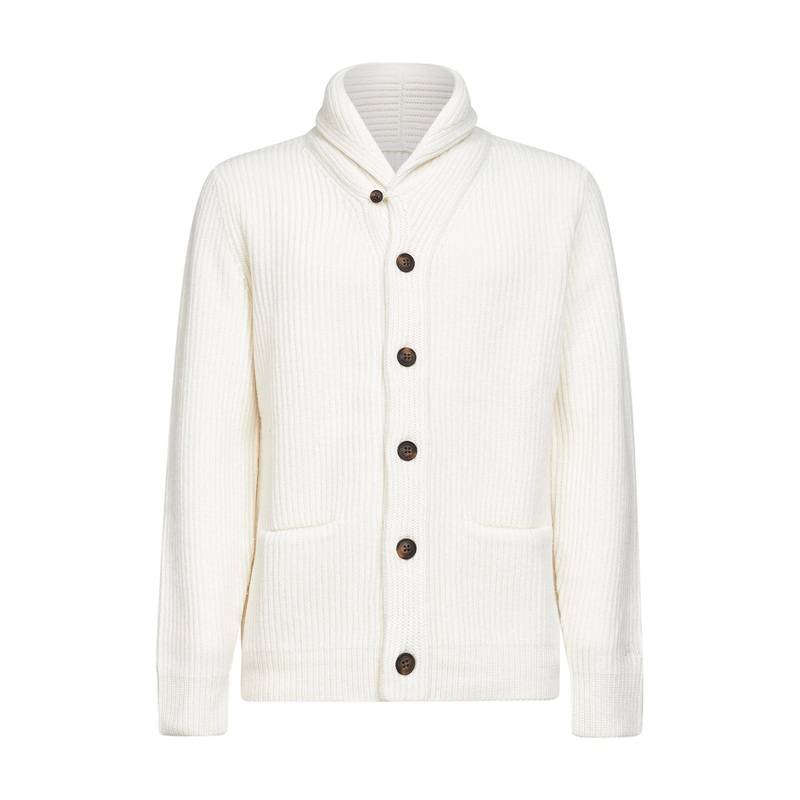 Ivory ribbed wool Glasgow cardigan