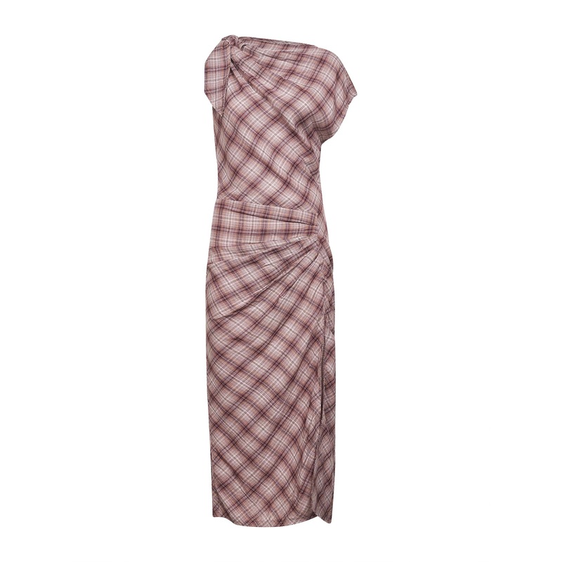 Rosewood checkered cotton Naerys asymmetric dress