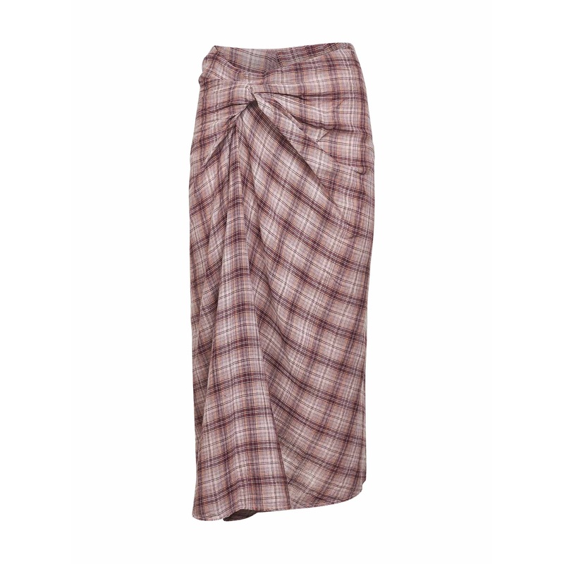 Rosewood checkered cotton Nicole midi skirt